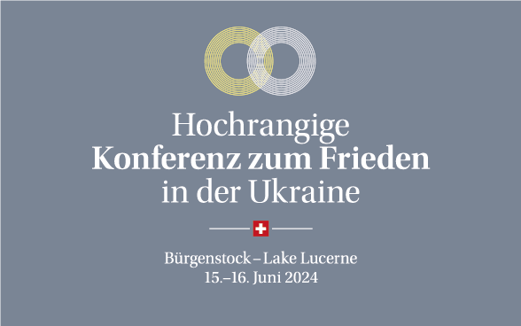 Das Logo der hochrangigen Konferenz zum Frieden in der Ukraine, Bürgenstock - Lake Lucerne, 15.-16. Juni 2024.